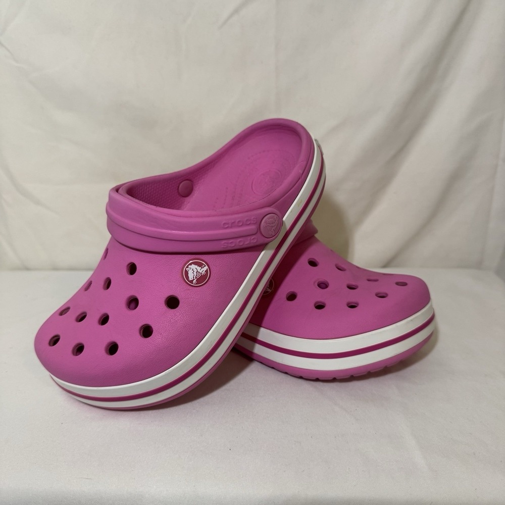 Crocs Crocband Pink Sandals Size Big Kid 2 (2J)